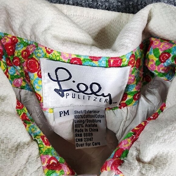 Vintage Lilly Pulitzer Floral Full Zip White Collar Jacket MP & Pants 12P SET - Picture 10 of 16